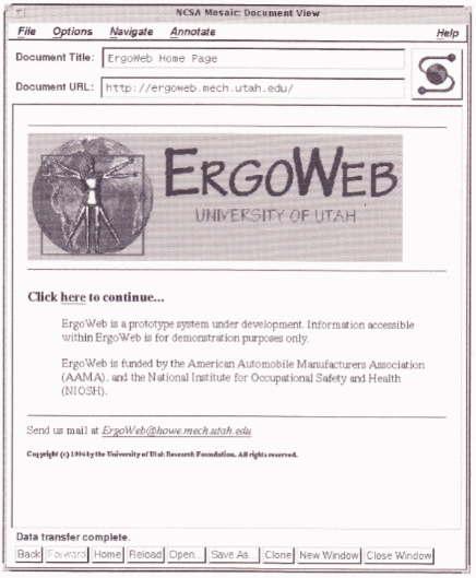 Ergoweb home page in 1994